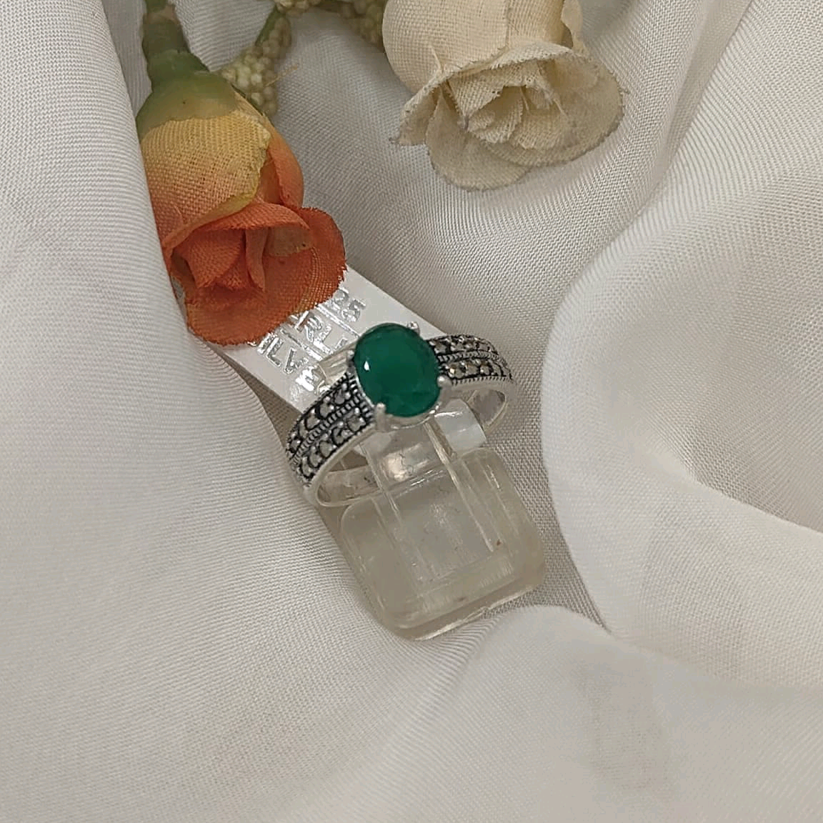 Green Marcasite Ring 